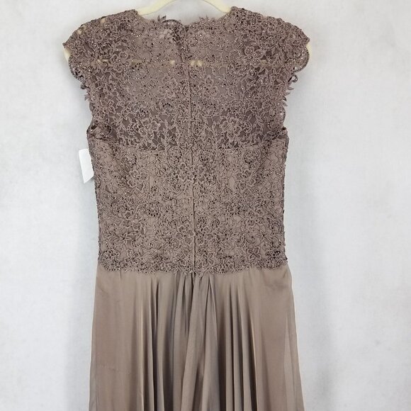 La Femme Size 6 Cocoa 21661 Ruched Chiffon A-line Gown Long Maxi Dress - Picture 5 of 14